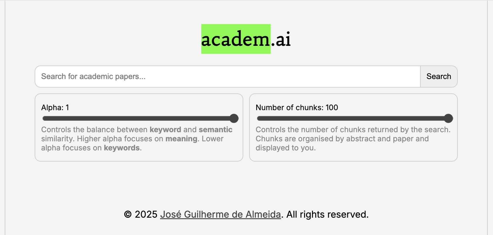Academic Search landing page
